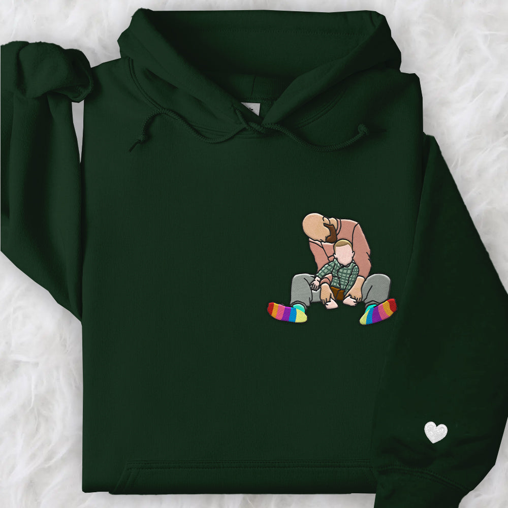 Custom Embroidered Family Portrait Shirt, Custom Portrait Outline Embroidered Shirt For Him Father’s Day, Custom Line Art Embroidered Tee, Faceless Shirt, Outline Faceless Tee