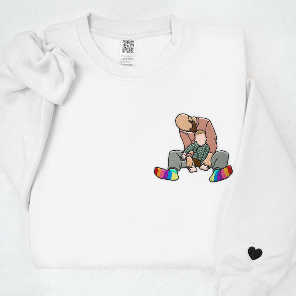 Custom Embroidered Family Portrait Shirt, Custom Portrait Outline Embroidered Shirt For Him Father’s Day, Custom Line Art Embroidered Tee, Faceless Shirt, Outline Faceless Tee