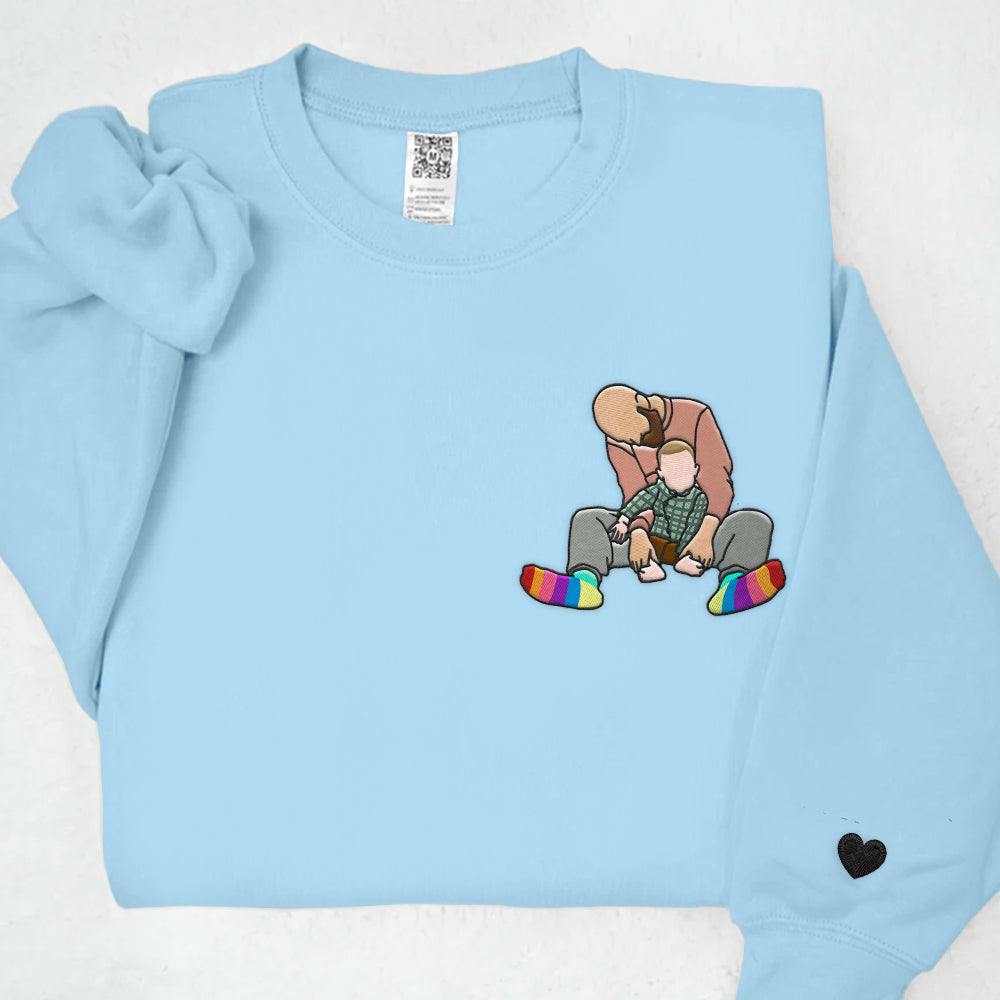 Custom Embroidered Family Portrait Shirt, Custom Portrait Outline Embroidered Shirt For Him Father’s Day, Custom Line Art Embroidered Tee, Faceless Shirt, Outline Faceless Tee