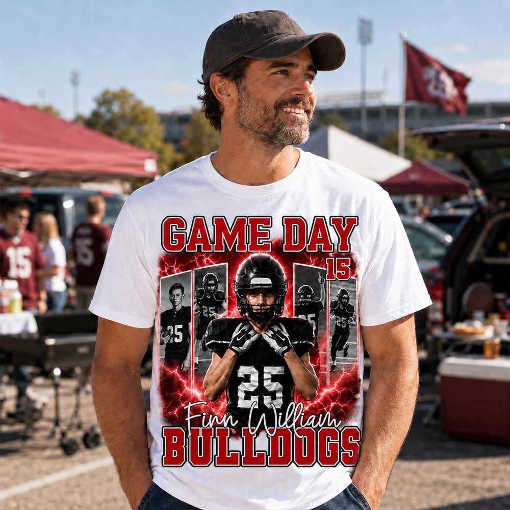 Custom Photo Football Game Day Shirt  Football Mom Shirt L0411 Nh00