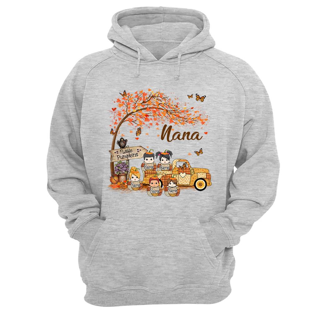 Autumn Grandma's Little Pumpkin Shirt - Personalized Shirt Family NA04 Nh00