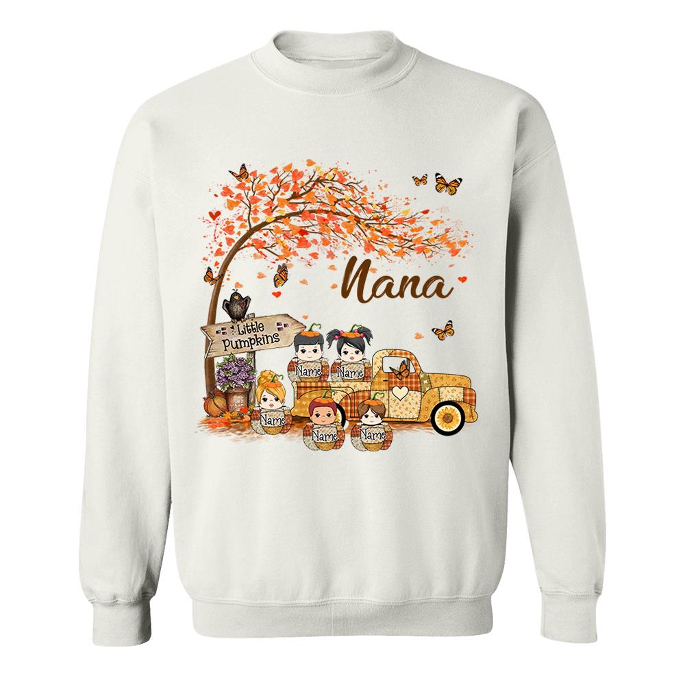 Autumn Grandma's Little Pumpkin Shirt - Personalized Shirt Family NA04 Nh00