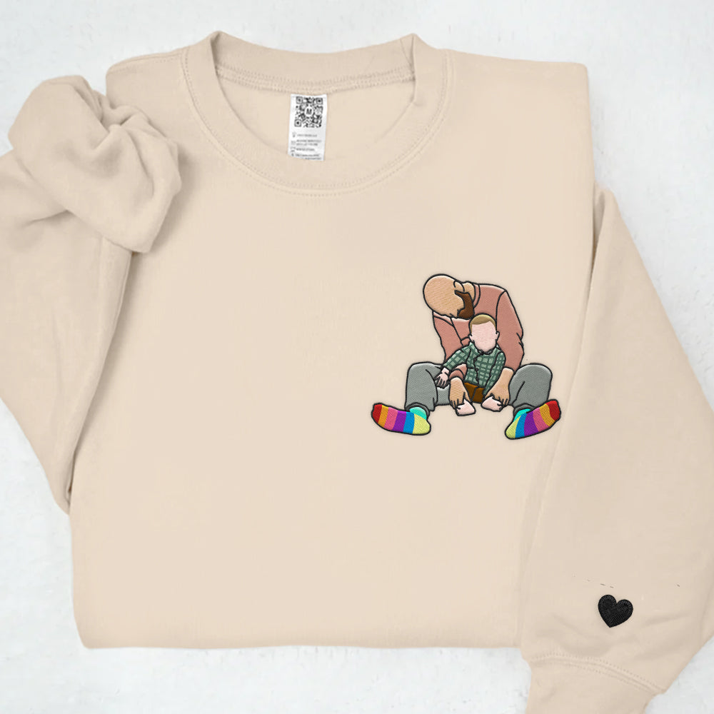 Custom Embroidered Family Portrait Shirt, Custom Portrait Outline Embroidered Shirt For Him Father’s Day, Custom Line Art Embroidered Tee, Faceless Shirt, Outline Faceless Tee