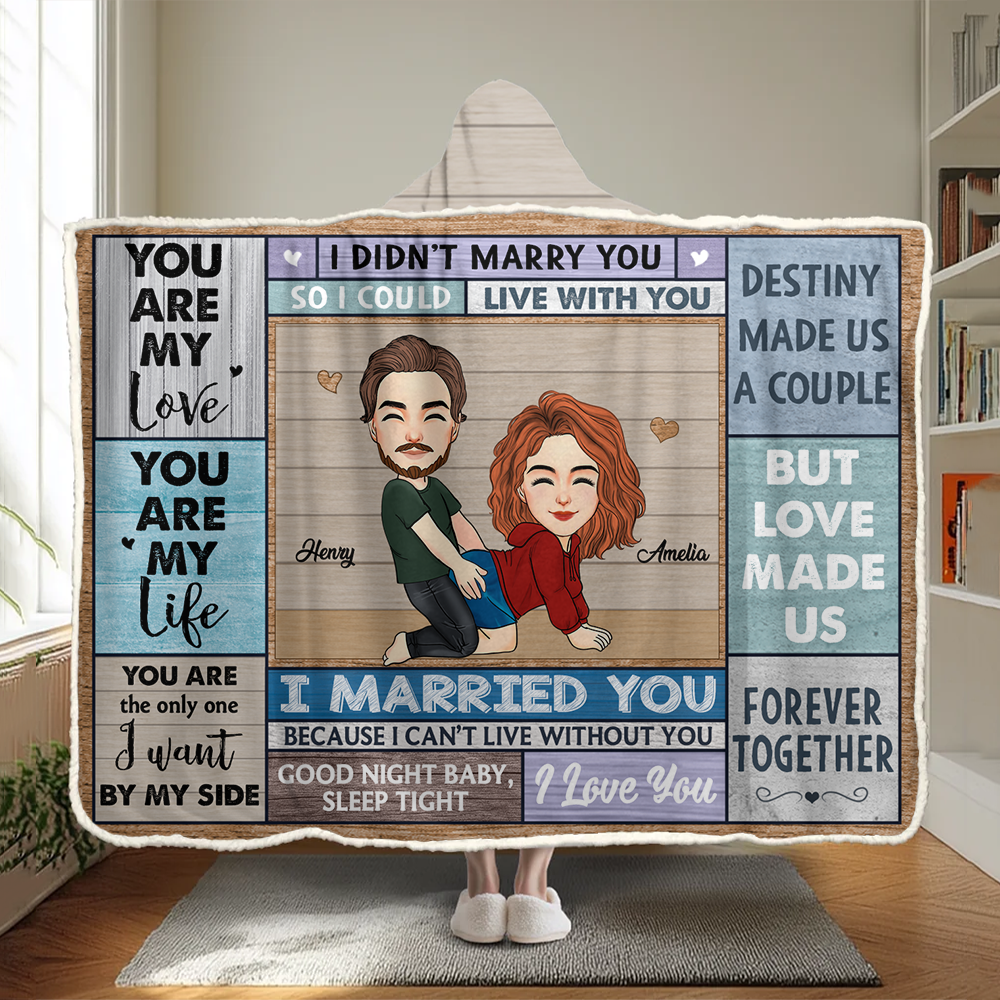 Kissing Couple Love Made Us Forever Together - Personalized Wearable Hooded Blanket Pa00