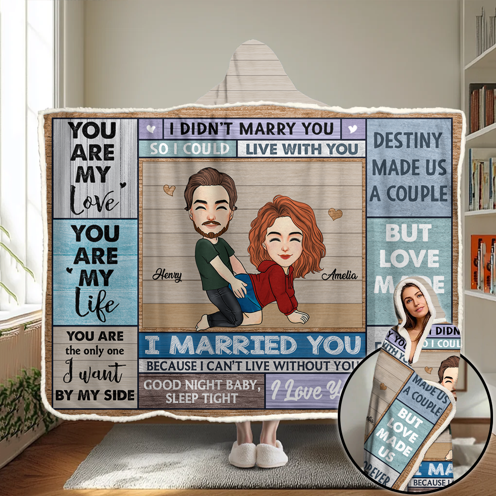 Kissing Couple Love Made Us Forever Together - Personalized Wearable Hooded Blanket Pa00