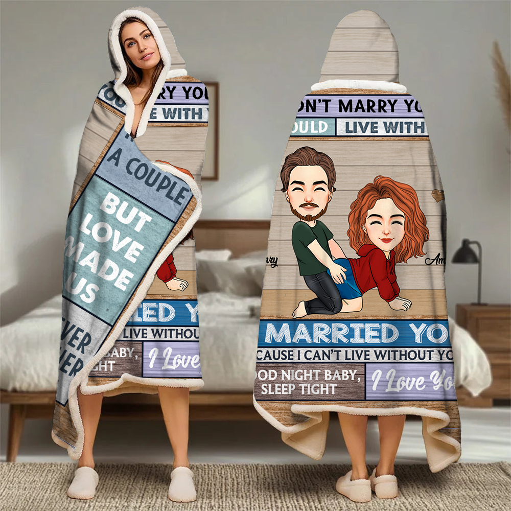 Kissing Couple Love Made Us Forever Together - Personalized Wearable Hooded Blanket Pa00