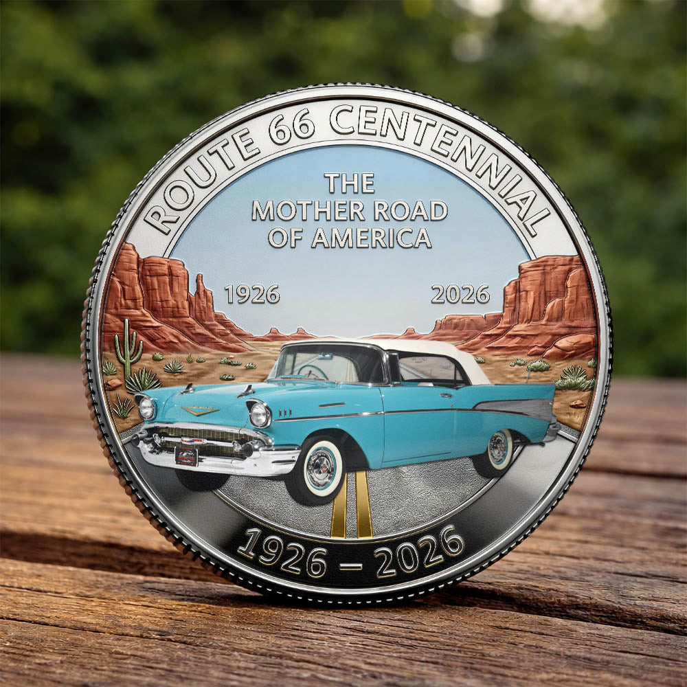 Celebrate 100 Years of Road Route 66 and America 250th Anniversary - Personalized Car's Photo Commemorative Coin Vrs2 A2110