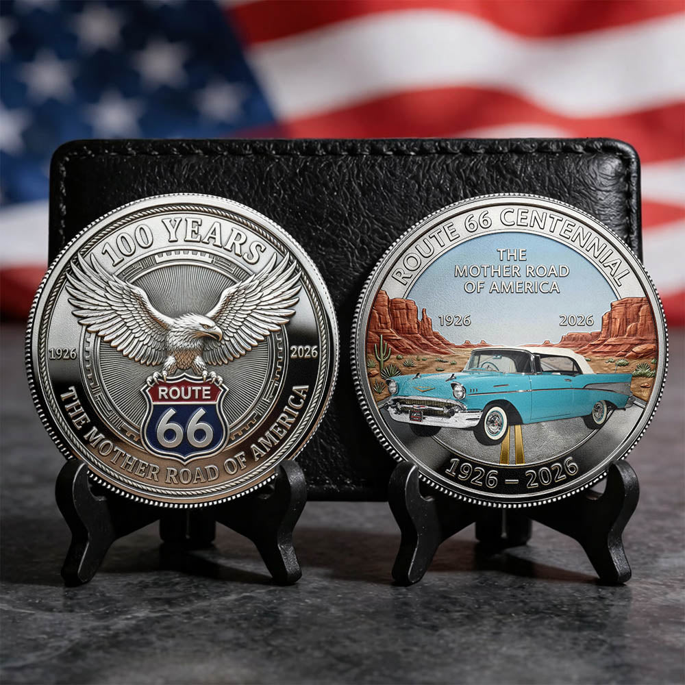 Celebrate 100 Years of Road Route 66 and America 250th Anniversary - Personalized Car's Photo Commemorative Coin Vrs2 A2110