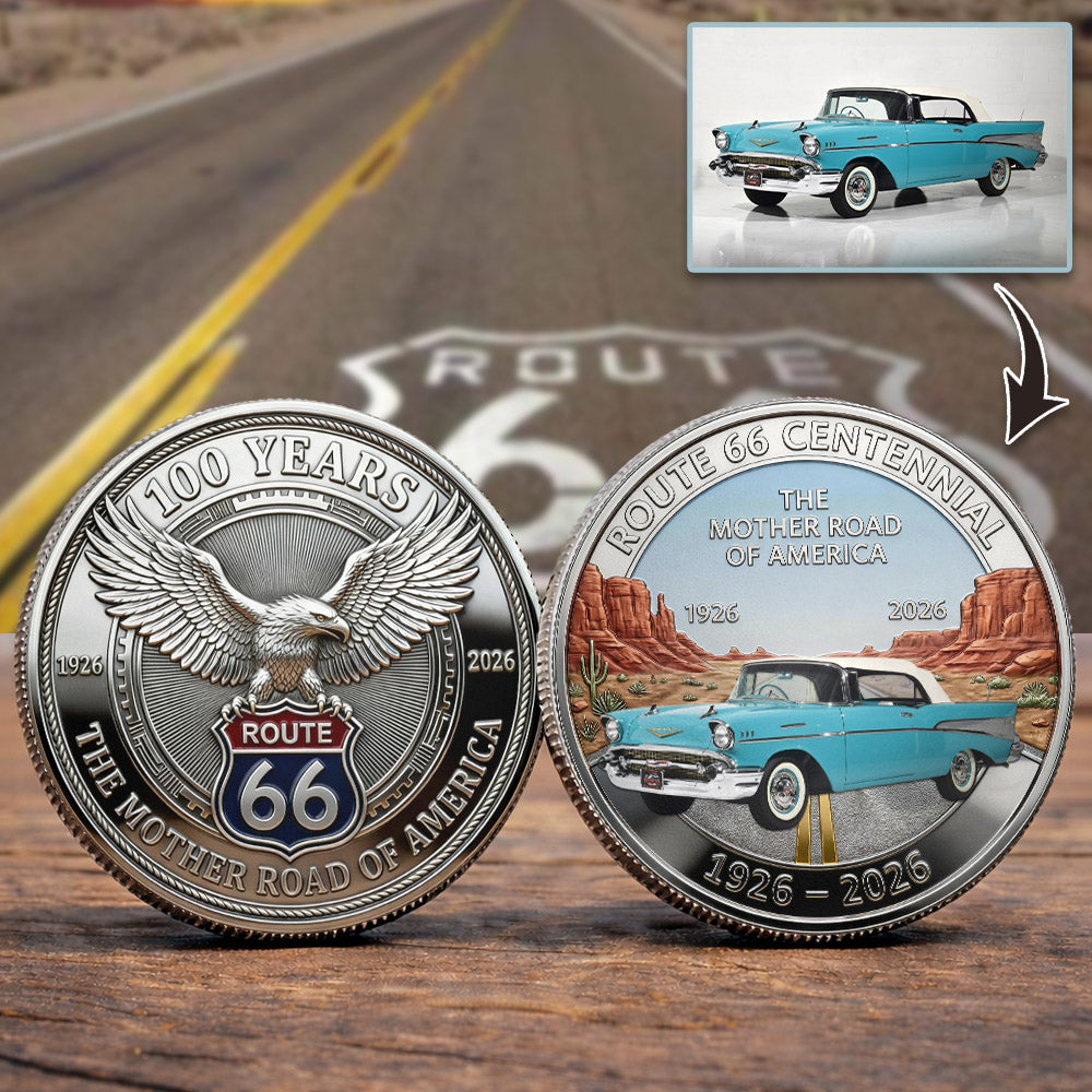 Celebrate 100 Years of Road Route 66 and America 250th Anniversary - Personalized Car's Photo Commemorative Coin Vrs2 A2110