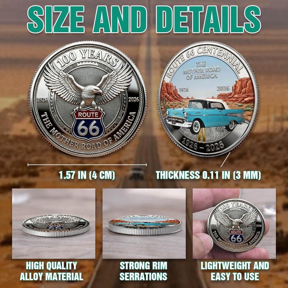Celebrate 100 Years of Road Route 66 and America 250th Anniversary - Personalized Car's Photo Commemorative Coin Vrs2 A2110
