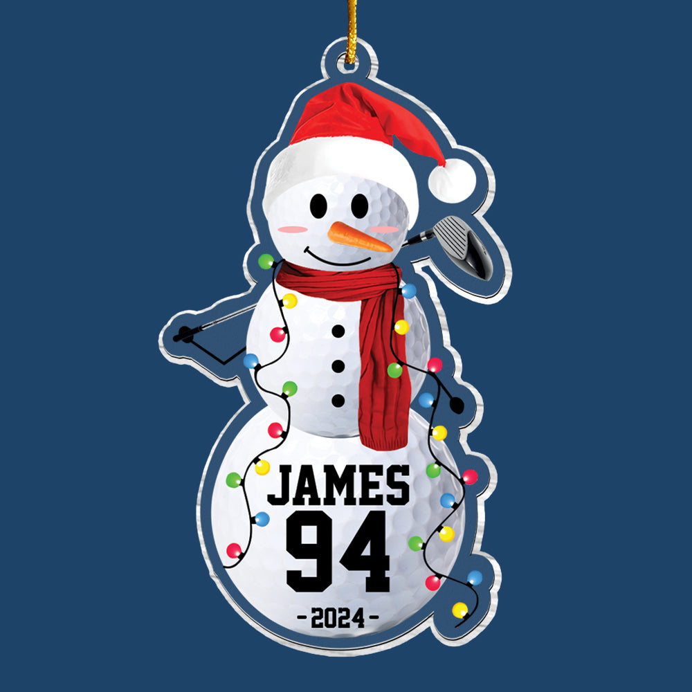 Golf Snowman - Gifts For Players, Team, Boys - Personalized Acrylic Ornament Tu20