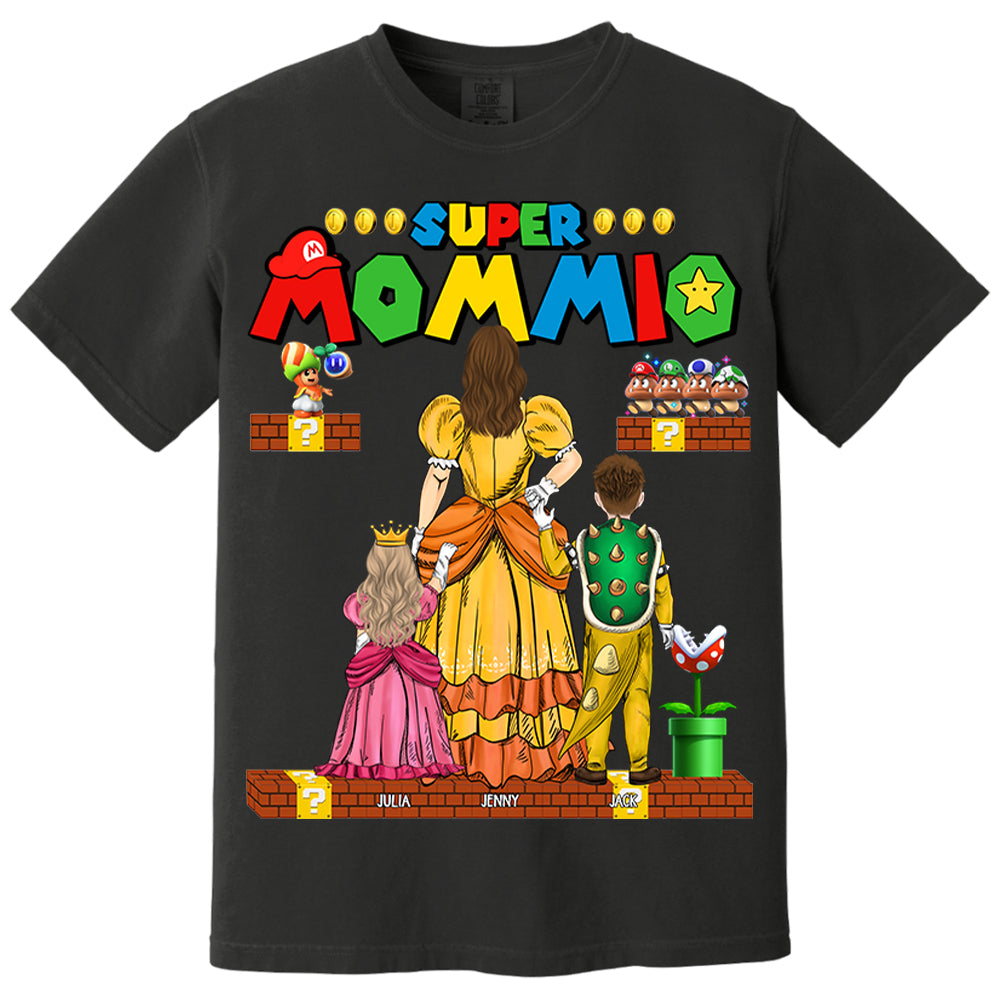 Custom Super Mommio Shirt, Personalized Mommio T-Shirt, Mothers Day Gift Tshirt, Mommio Shirt, Custom Kids Name Mom Shirt, Gamer Mom T Shirt Nh00
