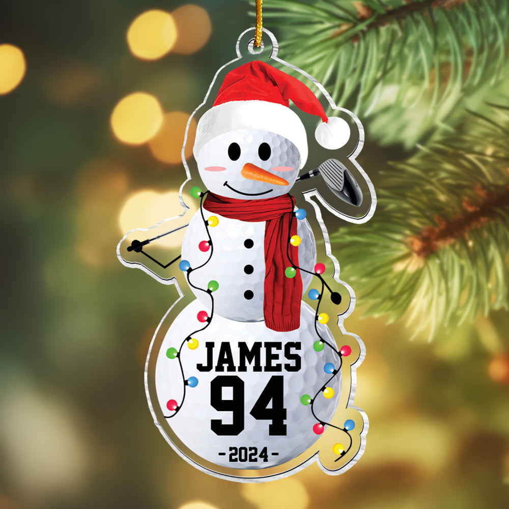 Golf Snowman - Gifts For Players, Team, Boys - Personalized Acrylic Ornament Tu20