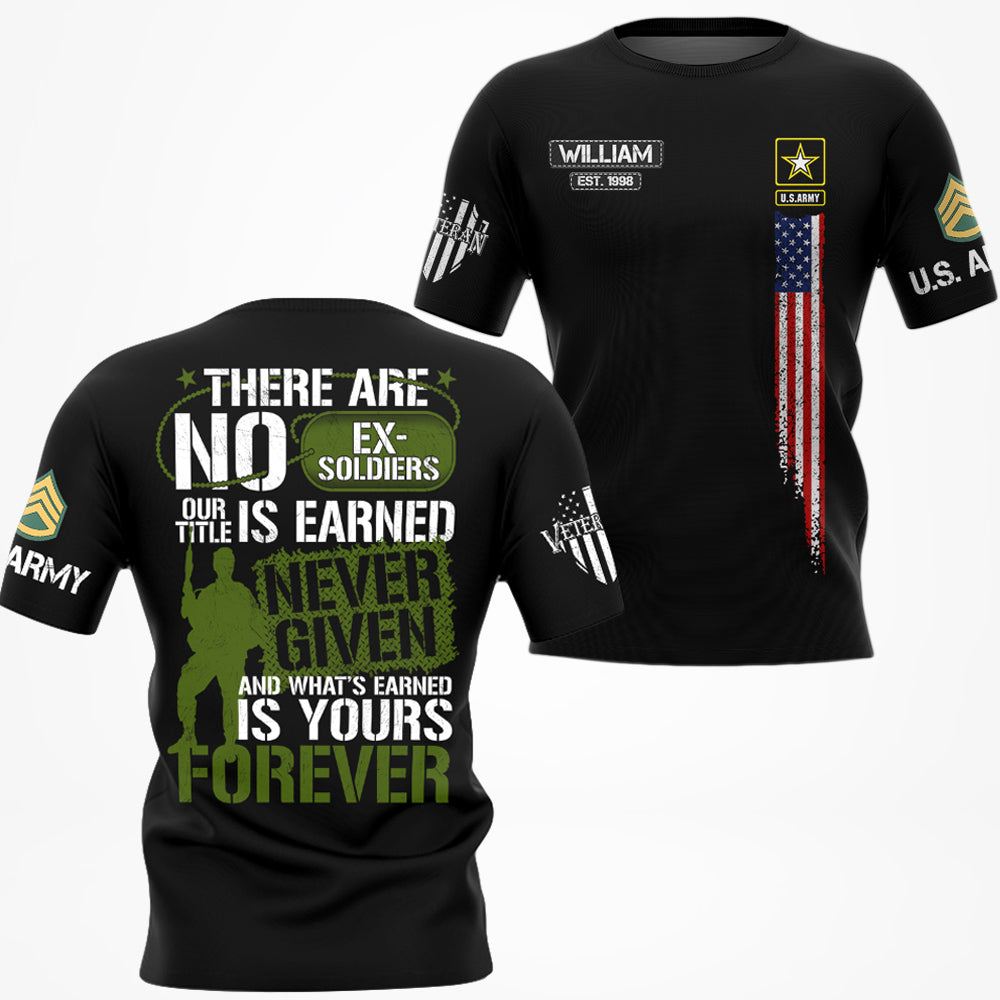There Are No Ex Soldier Our Title Is Earned Never Given Personalized All Over Print Shirt For Veteran H2511