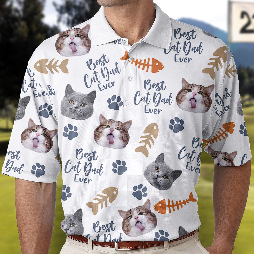 Customized Best Cat Dad Ever Polo Shirt: Perfect Father's Day Gift for Cat Lovers