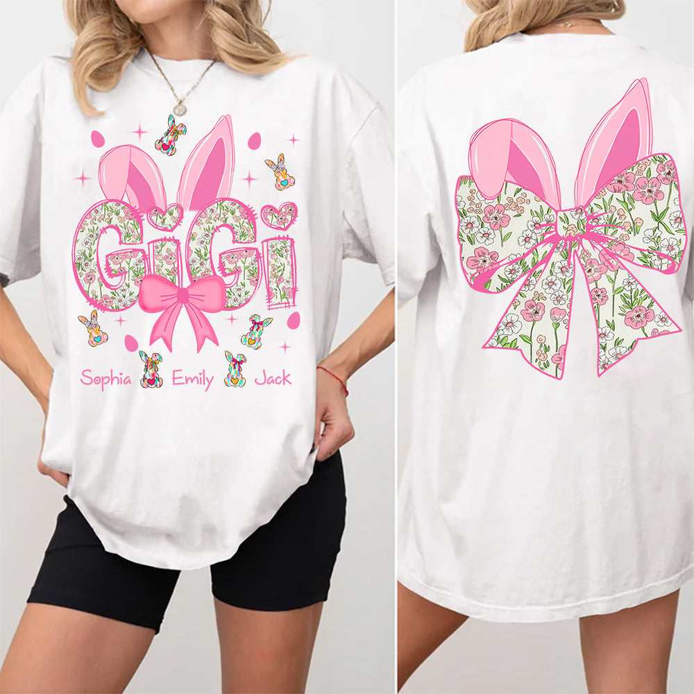 Personalized Colorful Gigi Easter Bunny Shirt - Custom Nickname and Kids Names Shirt For Grandma Tm01