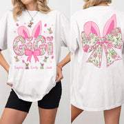 Personalized Colorful Gigi Easter Bunny Shirt - Custom Nickname and Kids Names Shirt For Grandma Tm01