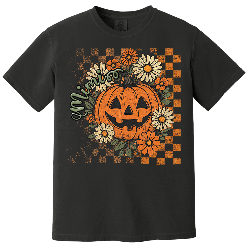 Personalized Mimi Retro Floral Pumpkin Shirts, Custom Halloween Gift for Grandma With Grandkids' Names Vr2 Nh00
