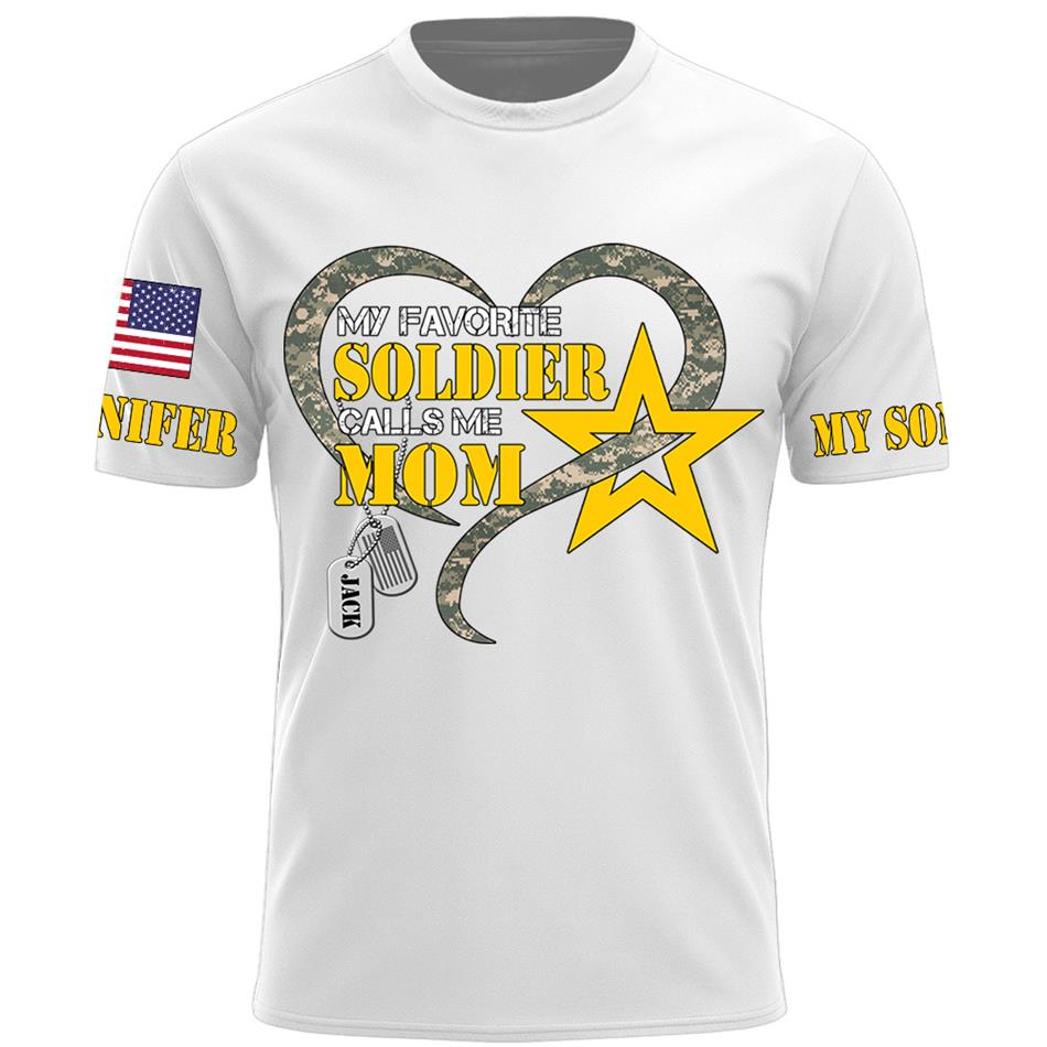 My Favorite Soldier Calls Me Mom Heart Camouflage My Son My Hero Custom Shirt For Proud Military Mom Grandma Sister H2511 Trna
