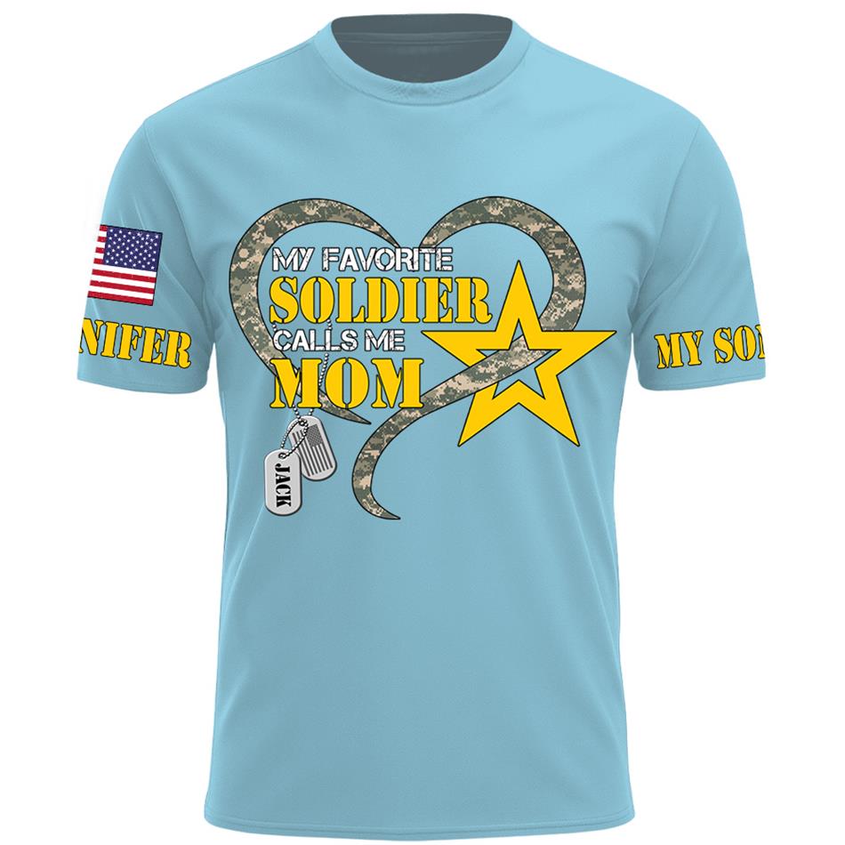 My Favorite Soldier Calls Me Mom Heart Camouflage My Son My Hero Custom Shirt For Proud Military Mom Grandma Sister H2511 Trna