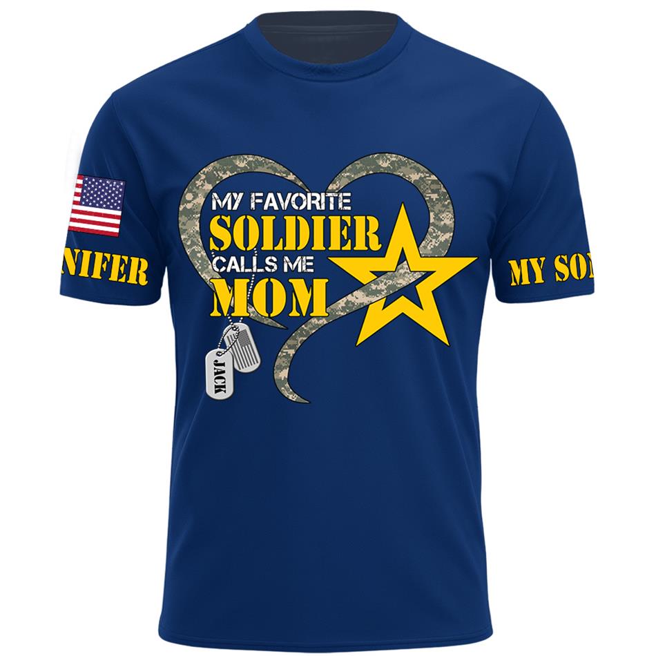 My Favorite Soldier Calls Me Mom Heart Camouflage My Son My Hero Custom Shirt For Proud Military Mom Grandma Sister H2511 Trna