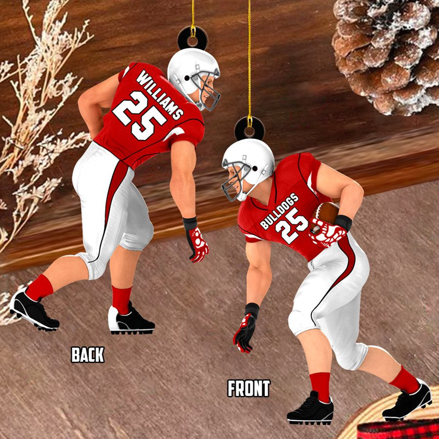 American Football Player Acrylic Christmas Ornament Custom Name Number Football Team Gift H2511 Trna