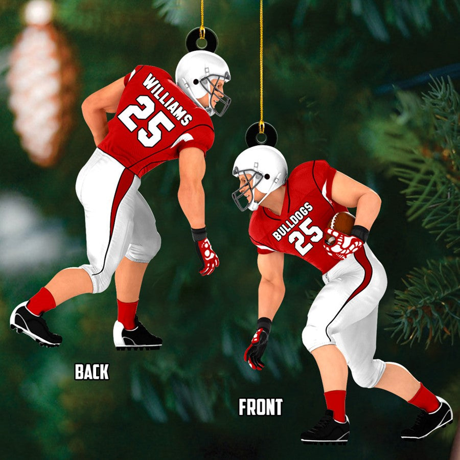 American Football Player Acrylic Christmas Ornament Custom Name Number Football Team Gift H2511 Trna