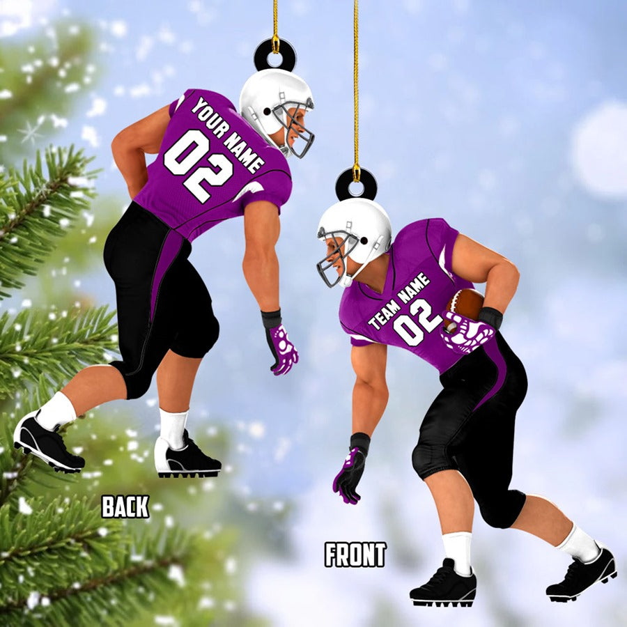 American Football Player Acrylic Christmas Ornament Custom Name Number Football Team Gift H2511 Trna