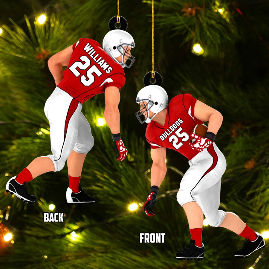 American Football Player Acrylic Christmas Ornament Custom Name Number Football Team Gift H2511 Trna