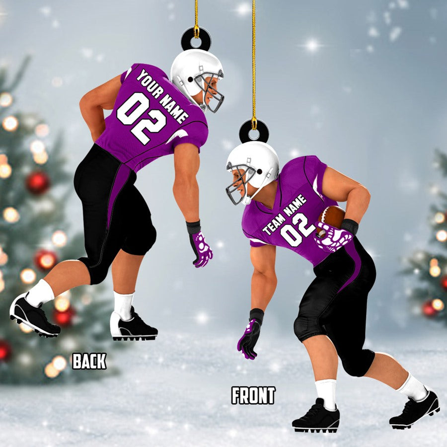 American Football Player Acrylic Christmas Ornament Custom Name Number Football Team Gift H2511 Trna