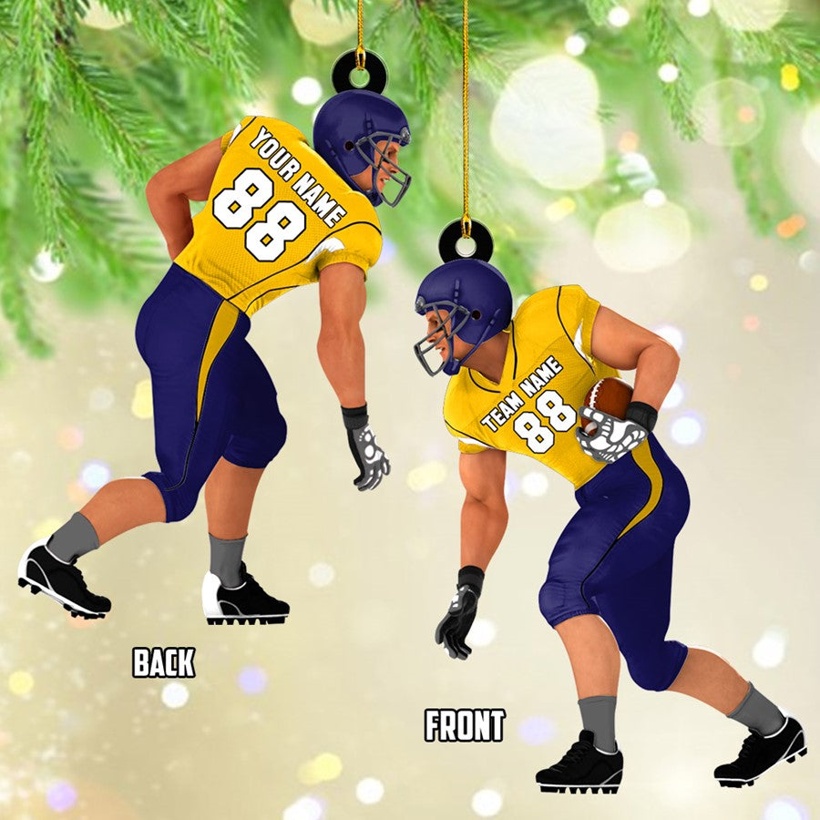 American Football Player Acrylic Christmas Ornament Custom Name Number Football Team Gift H2511 Trna