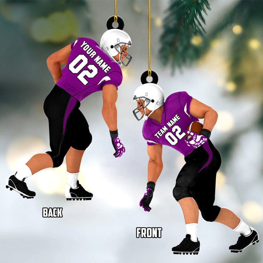 American Football Player Acrylic Christmas Ornament Custom Name Number Football Team Gift H2511 Trna