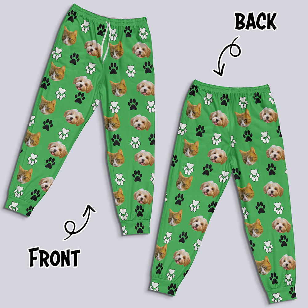 Custom Pajama Pants, Personalized Pet Face Pajamas Pants, Custom Dog Pajamas Pants, Pet Photo Pajama Tu20