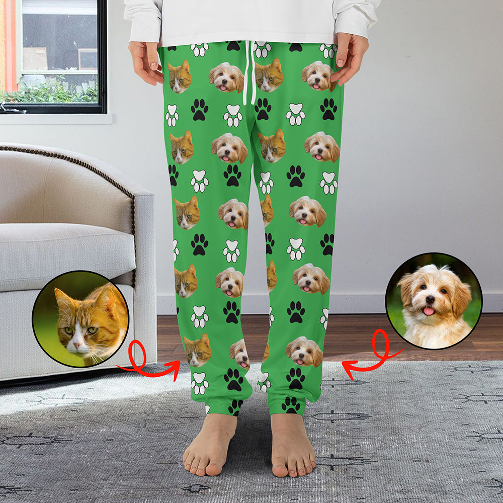 Custom Pajama Pants, Personalized Pet Face Pajamas Pants, Custom Dog Pajamas Pants, Pet Photo Pajama Tu20