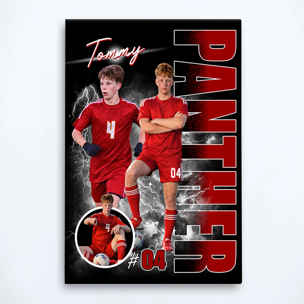 Custom Photo Soccer Player Poster - Personalized Team Name School Name Bootleg Poster Soccer T1807