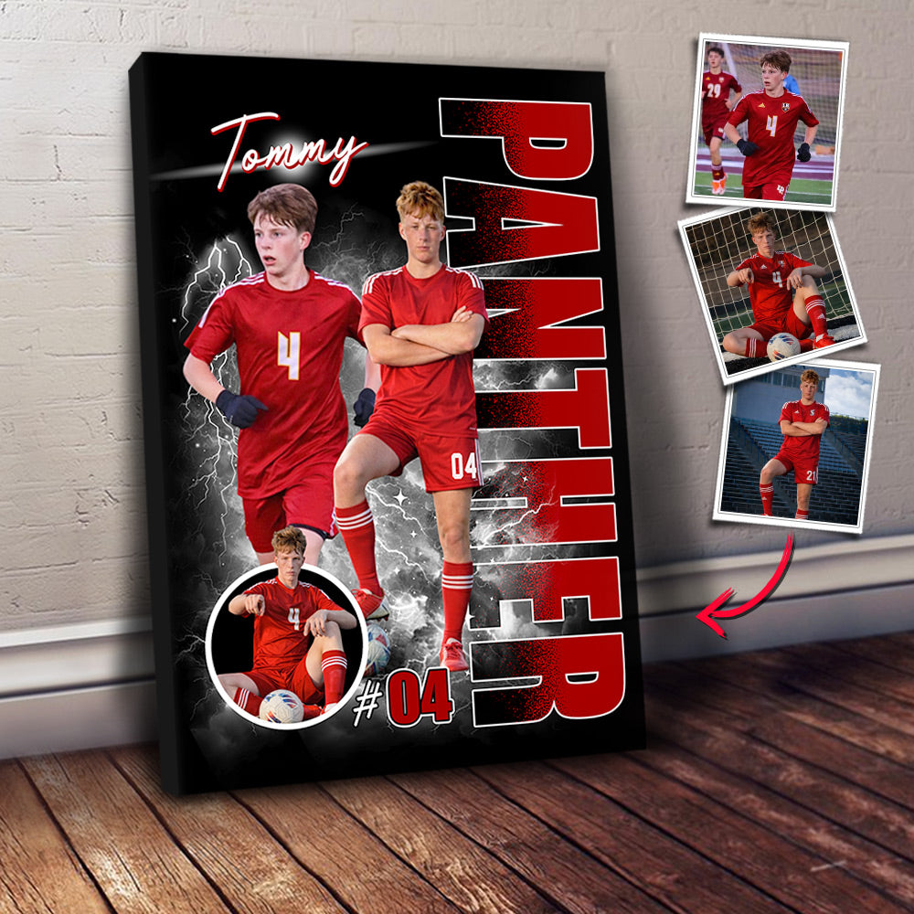 Custom Photo Soccer Player Poster - Personalized Team Name School Name Bootleg Poster Soccer T1807