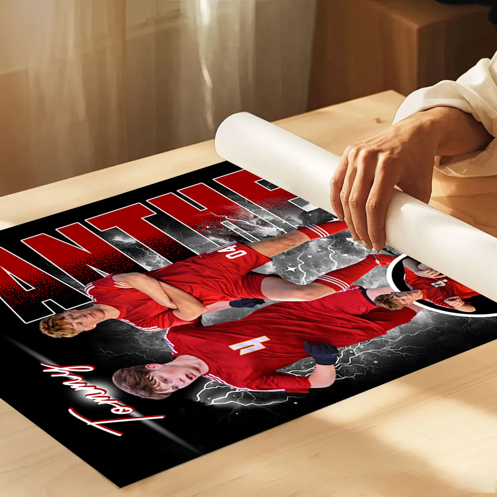 Custom Photo Soccer Player Poster - Personalized Team Name School Name Bootleg Poster Soccer T1807