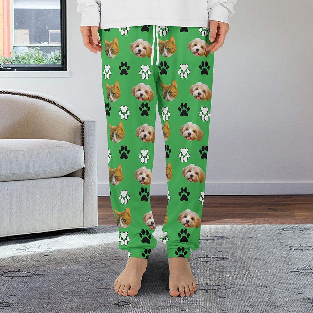 Custom Pajama Pants, Personalized Pet Face Pajamas Pants, Custom Dog Pajamas Pants, Pet Photo Pajama Tu20