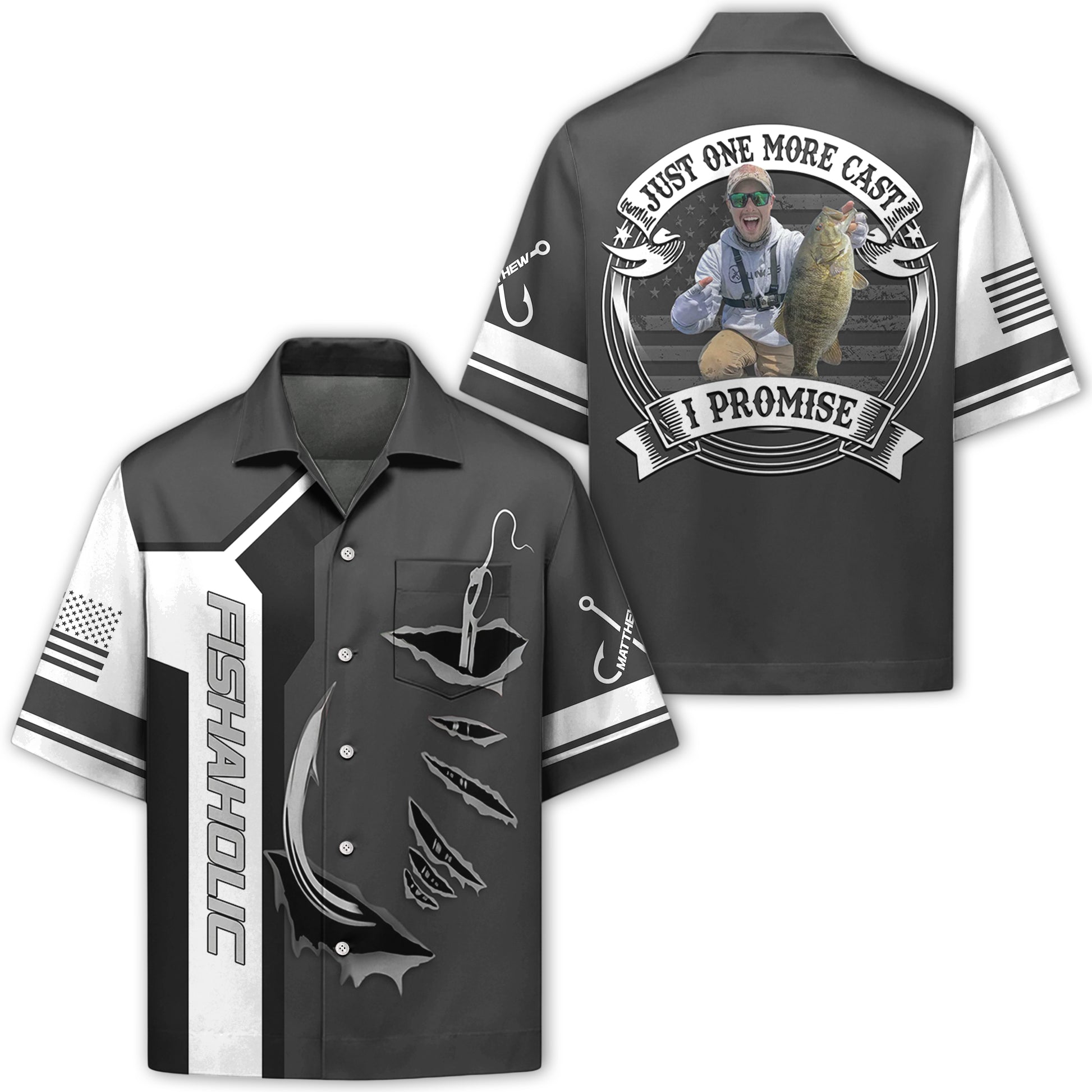 Just One More Cast I Promise - Personalized Upload Fishing Photo For Fishing Lovers Hawaiian Shirt Vr2 Hv01