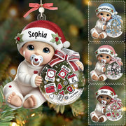 Baby Beside Christmas Bauble 3D Effect Baby's First Christmas Personalized Acrylic Flat Ornament NA02