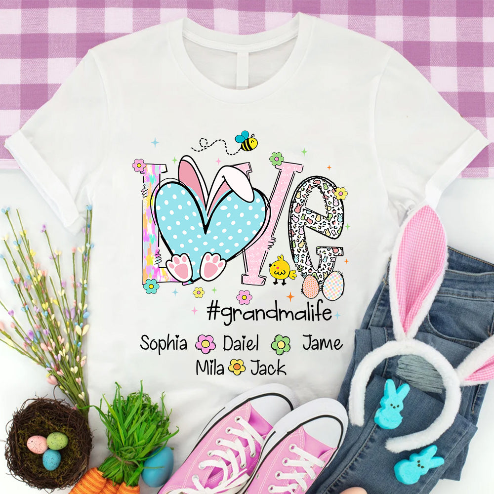 Love Grandmalife Easter Bunny Gift For Family, Custom Grandma And Grandkids T-Shirt T1807 NV01