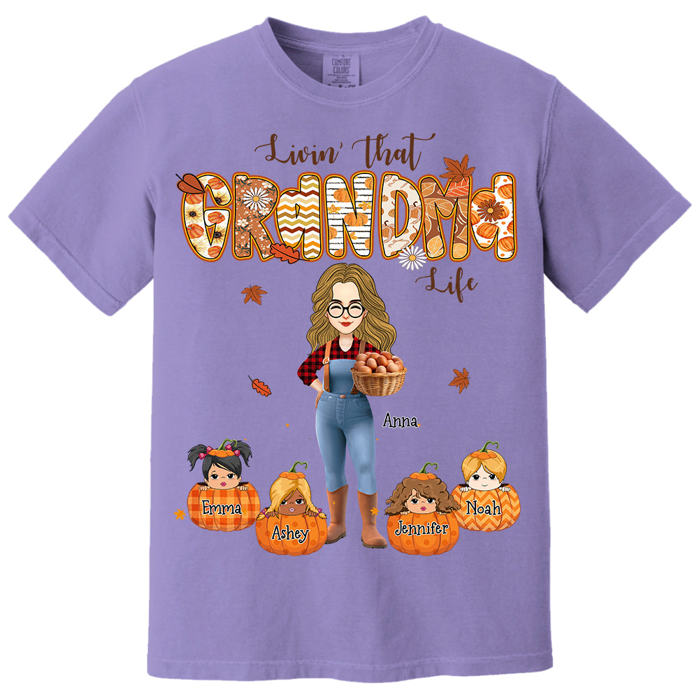 Living That Grandma Life - Personalized Autumn Shirt Family Gifts For Grandma NA04 Li29