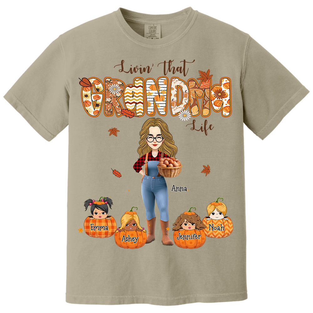 Living That Grandma Life - Personalized Autumn Shirt Family Gifts For Grandma NA04 Li29