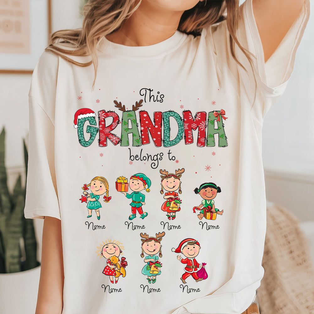 This Grandma Belongs To Christmas Shirt, Family Christmas Shirt, Custom Shirt For Nana Mama Family