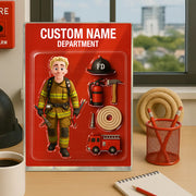 3D Effect Firefighter Custom Figure Personalized Flat Rectangle Acrylic Block, Unique Gift For Firefighters, Dad, Husband Pt99