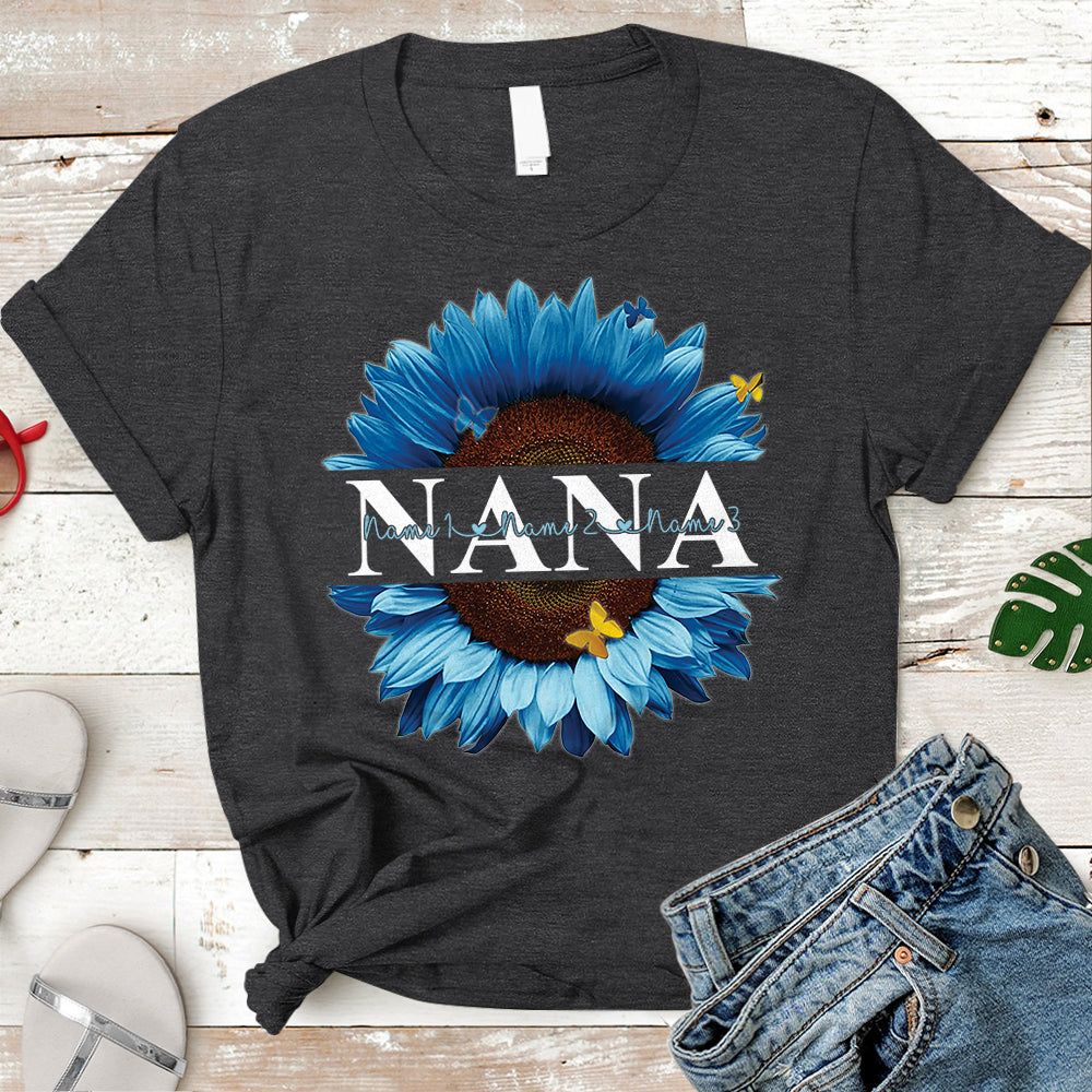 Personalized Nana Blue Sunflower Shirts - Old Woman Shirt - PHTS