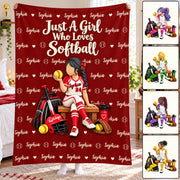 Just A Girl Who Loves Softball - Personalized Blanket For Softball Lovers NA04 VH01 VN09