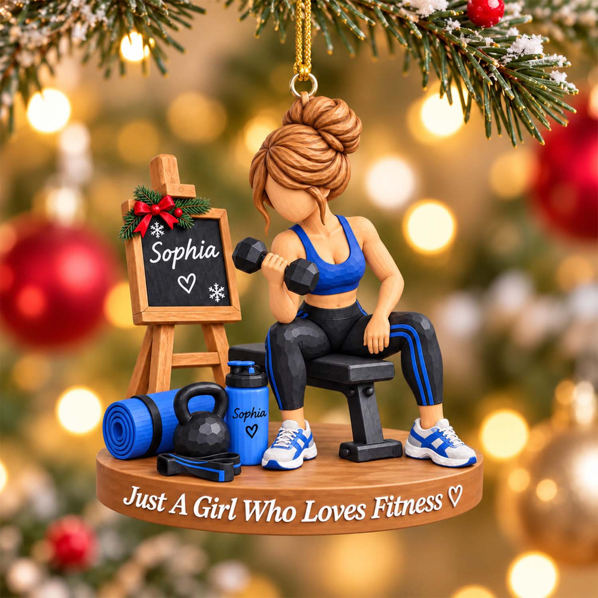 Personalized Fitness Gym Girl Ornament Pt99