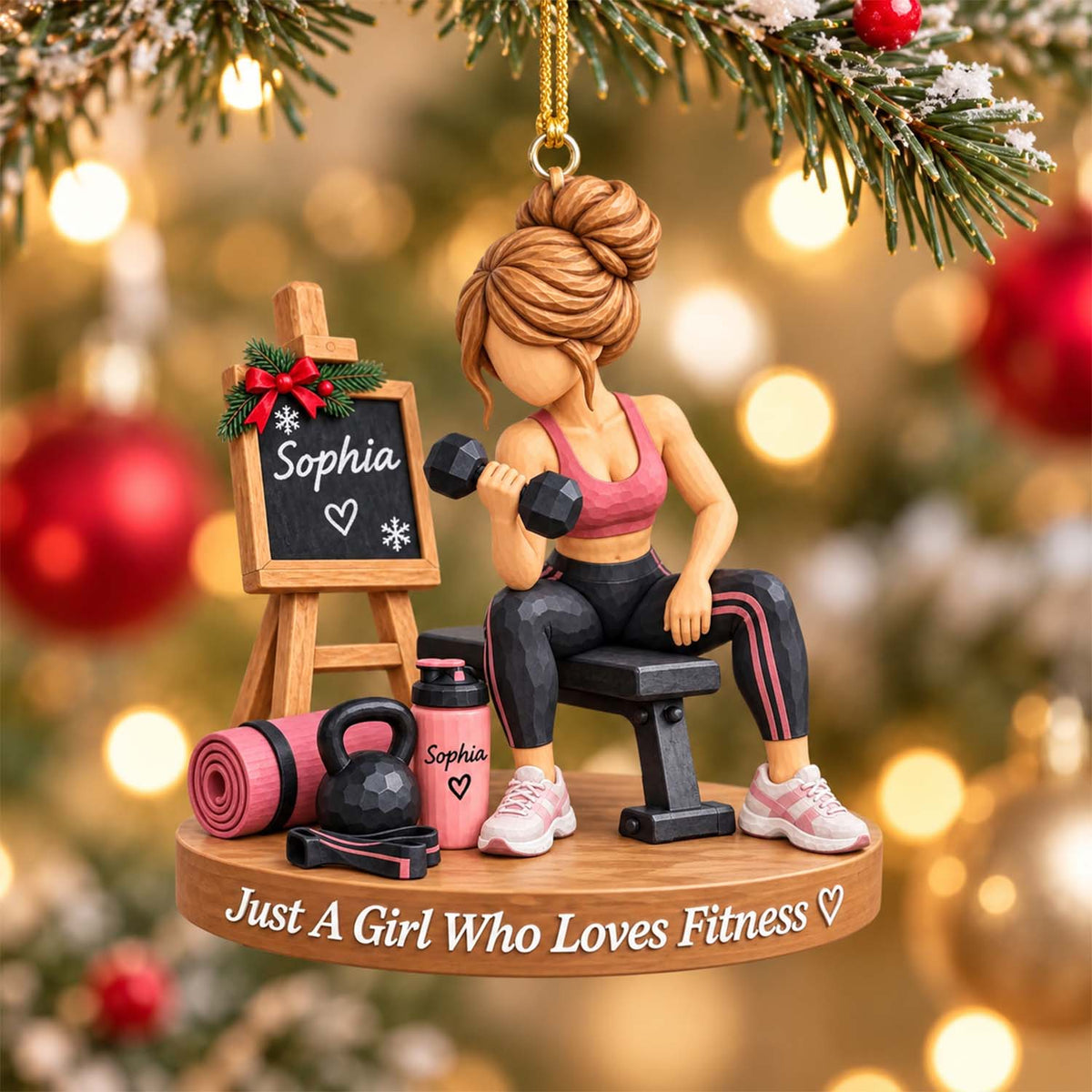 Personalized Fitness Gym Girl Ornament Pt99