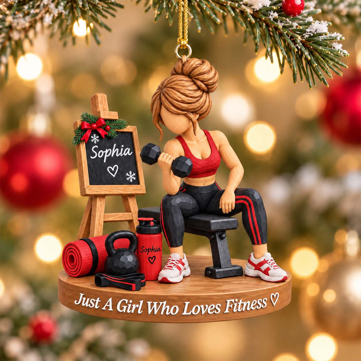 Personalized Fitness Gym Girl Ornament Pt99